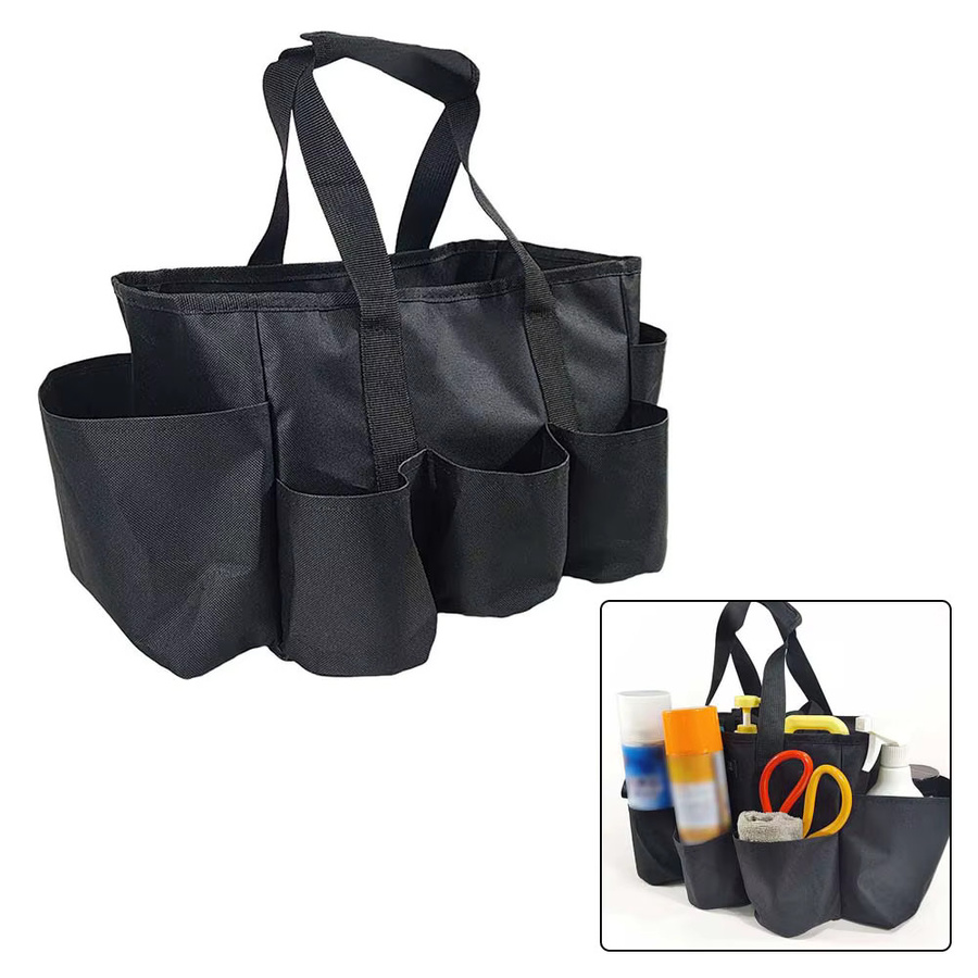 DAZZLEEX Gartengeräte-Tragetasche aus Polyester in Schwarz, tragbarer Reinigungs-Caddy mit Griff als Organizer für Werkzeug und Zubehör - Bild 3