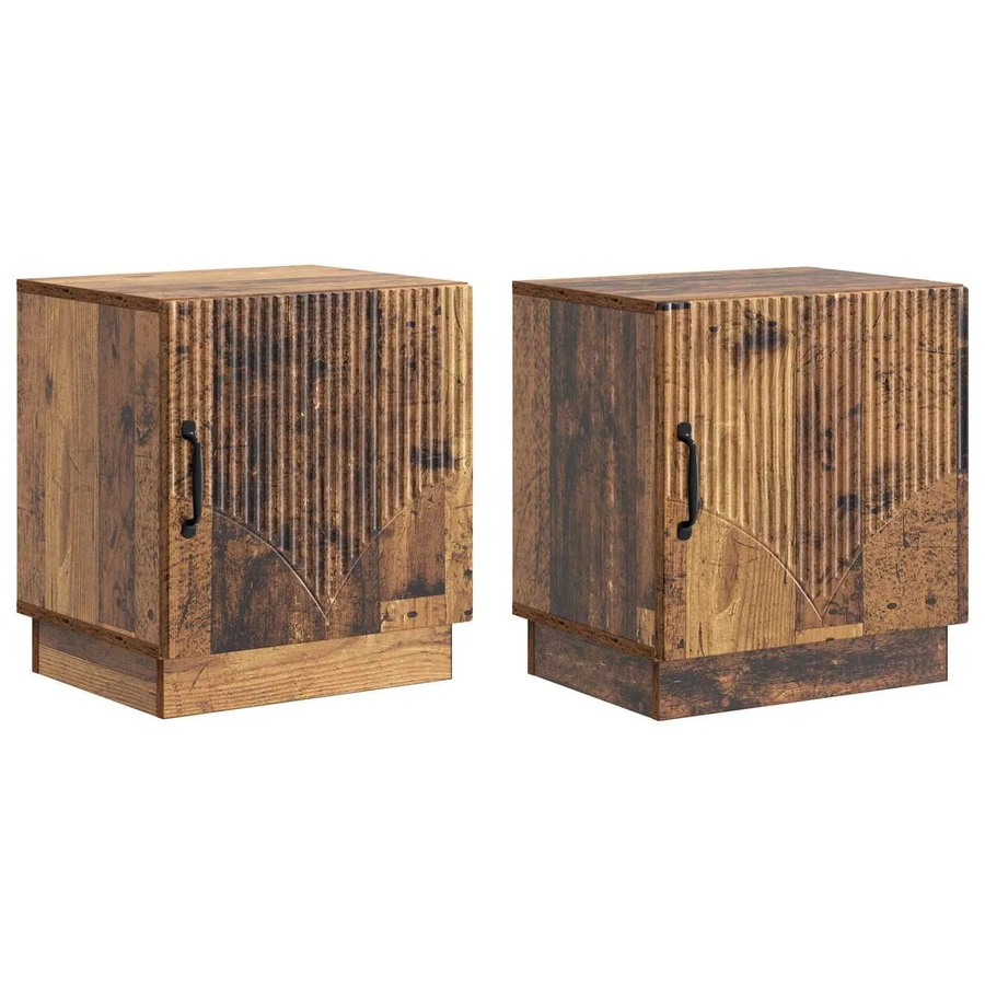Set aus 2 vidaXL Nachttischen im Vintage-Design aus Holzwerkstoff, Farbe Braun, B/T/H: 43 x 34,5 x 47 cm - Bild 2
