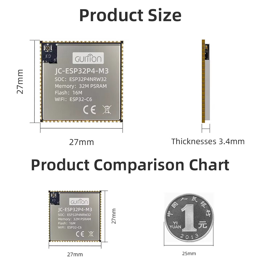 QSZNTEC ESP32-P4 ESP32-C6 Dual-Core Modulkernplatine mit 32 MB PSRAM und 16 MB Flash-Speicher, WiFi und Bluetooth BLE 5 - Bild 3