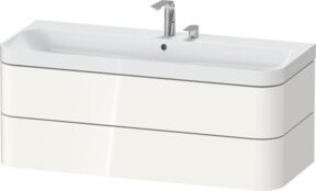 Duravit Möbelwaschtisch Happy D.2 Plus in Weiß Hochglanz mit 2 Schubladen und 2 Hängeschränken, Breite: 117,5 cm, Tiefe: 49 cm - Bild 1