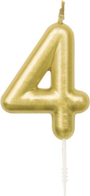 Rico Design Zahlenkerze 4 in Gold für Geburtstag und Jubiläum - Bild 1