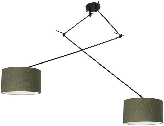 QAZQA Hängelampe Blitz II modern, verstellbar, Schwarz und Blattgrün, Durchmesser: 35 cm, E27 - Bild 1