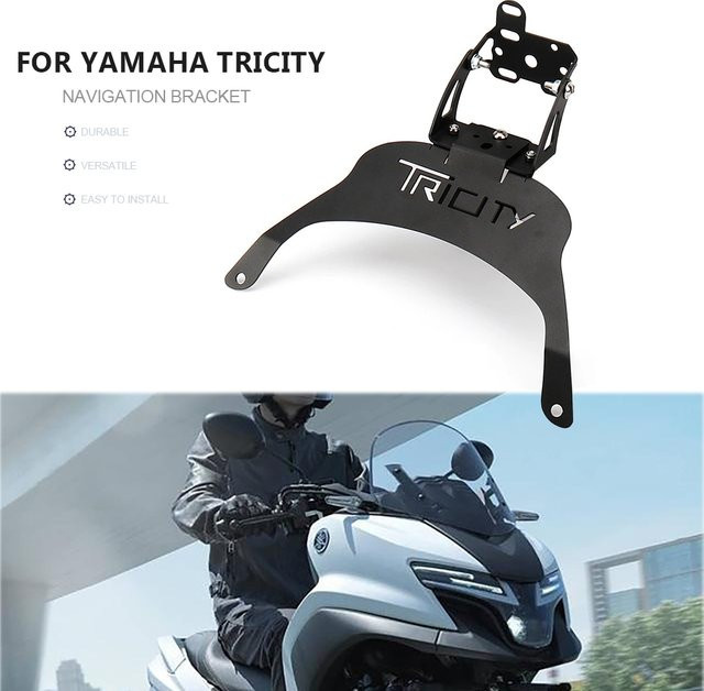 Otilli Smartphone Halterung mit GPS Navigation und kabelloser Ladefunktion für Yamaha TRICITY in Schwarz - Bild 1