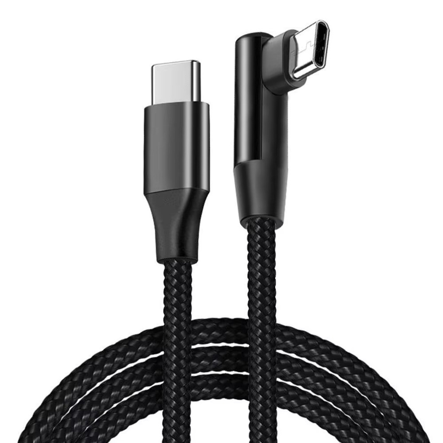60W USB-C zu USB-C Kabel in Schwarz mit 90 Grad Winkel für PD Schnellladung und Datensynchronisation, nylonummanteltes Typ-C Kabel für Gaming-Handys und Tablets - Bild 6