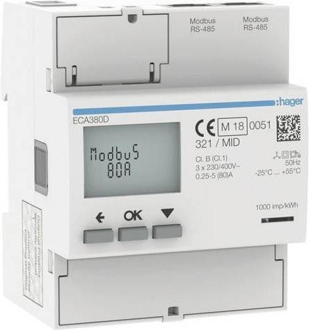 Hager ECA380D Wechsel- und Drehstromzähler in Weiß - Bild 1