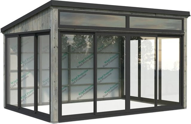 Palmako Holz-Gartenhaus Saga mit Pultdach in Grau, tauchgrundiert, B: 420 cm, T: 297 cm, H: 210 cm - Bild 1
