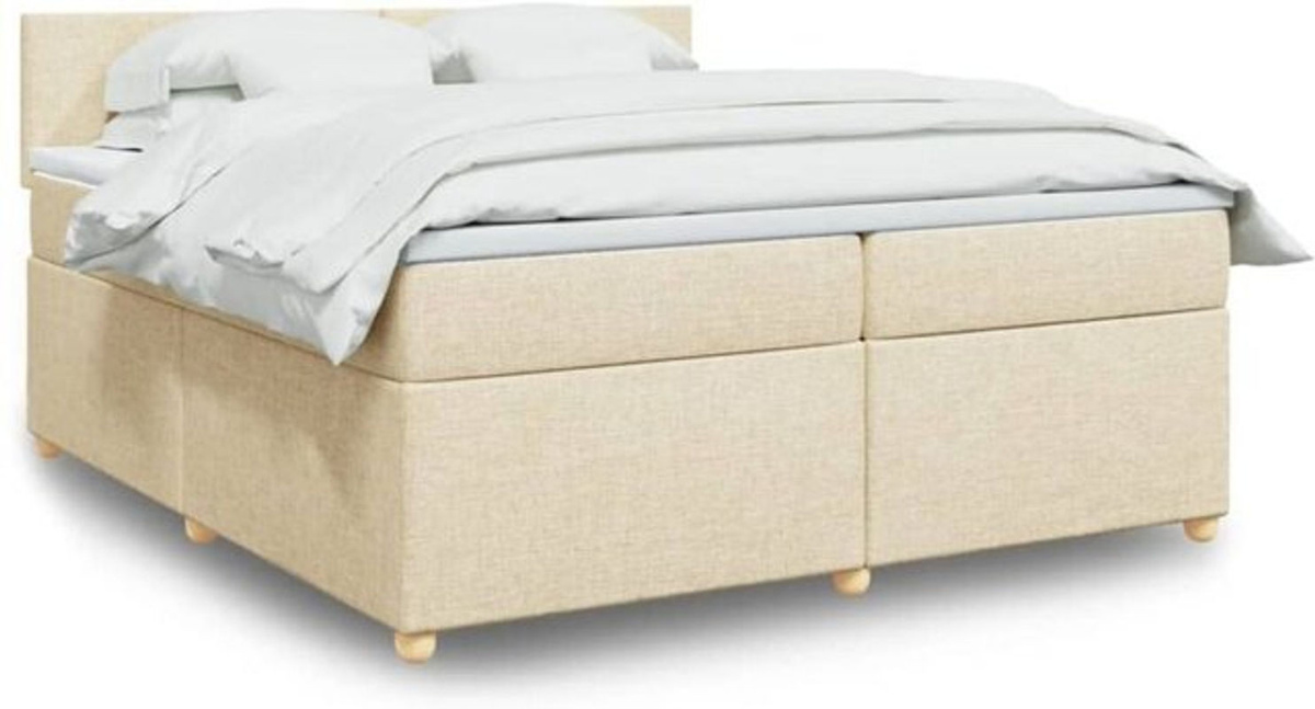 Vidaxl Boxspringbett mit Matratze in Creme und Beige aus Stoff und Holzwerkstoff B/T/H: 200 x 200 x 100,5 cm - Bild 1