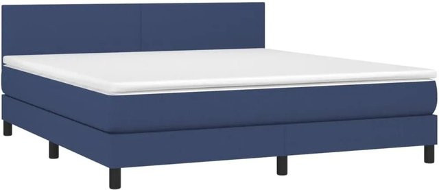 vidaXL Boxspringbett mit Matratze in Blau und Weiß, Hybrid-Bett mit LED-Unterbettbeleuchtung und USB-Ladeport, B/T: 160 x 200 cm - Bild 1