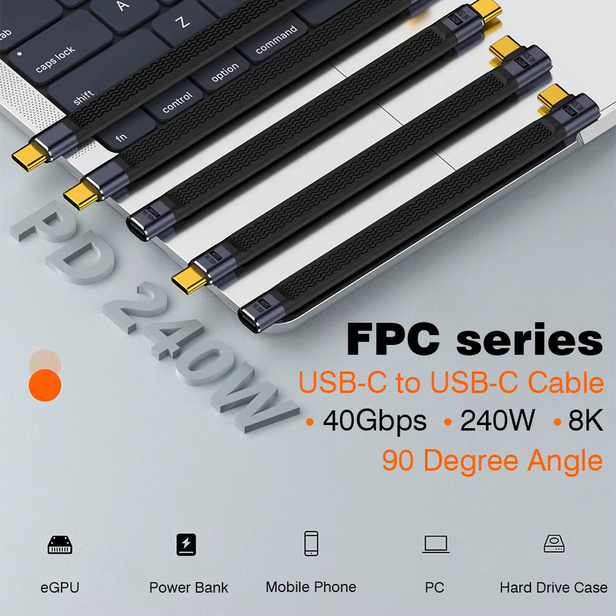 UGOURD USB4 Winkel-Kurzkabel Thunderbolt4 Typ-C Kabel 40Gbps PD240W Schwarz Länge: 13,5 cm - Bild 2