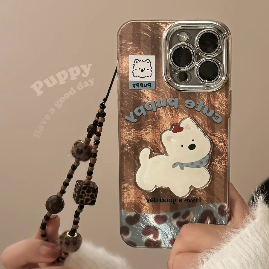 Schutzhülle mit Leoparden-Welpen-Nähte-Muster und Handgelenkkette für Apple iPhone 17, 16, 15, 14, 13, 12, Pro Max, 11, XR, Xs Max - Bild 2