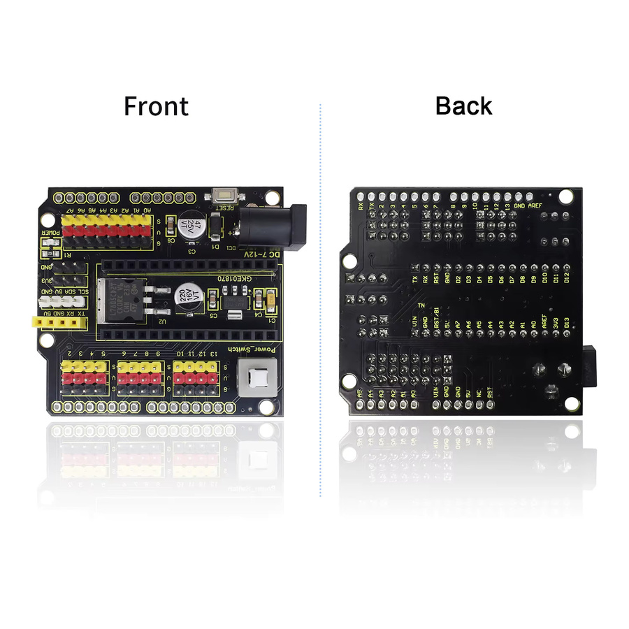 Keyestudio Nano-Erweiterungsplatine in Schwarz, kompatibel mit Arduino Nano 3.0 und Nano 4.0, mit Unterstützung für ISP-Port-Programmierung - Bild 3