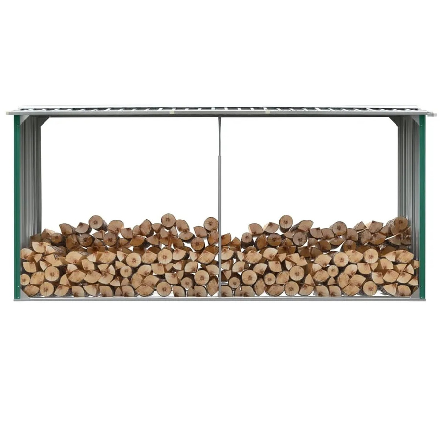 vidaXL Brennholzlager aus verzinktem Stahl in Grün, B/T/H: 330 x 92 x 153 cm - Bild 2