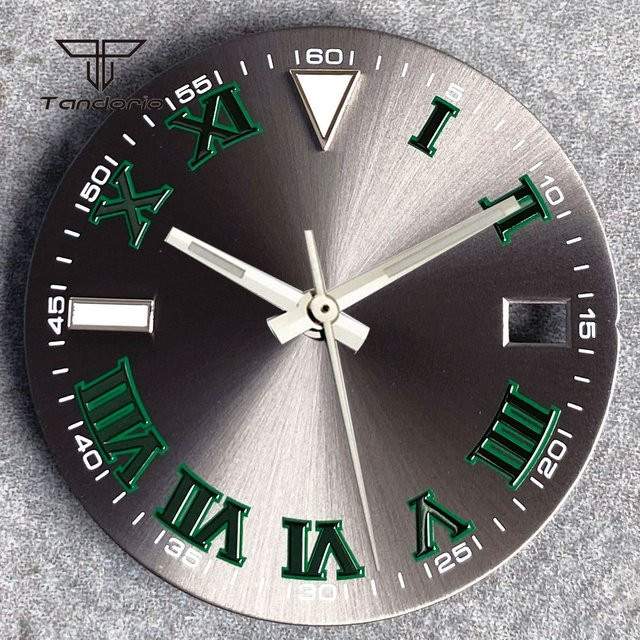 Tandorio Zifferblatt, 29 mm, Grau Sunburst, Römische Markierungen, Herren - Bild 1