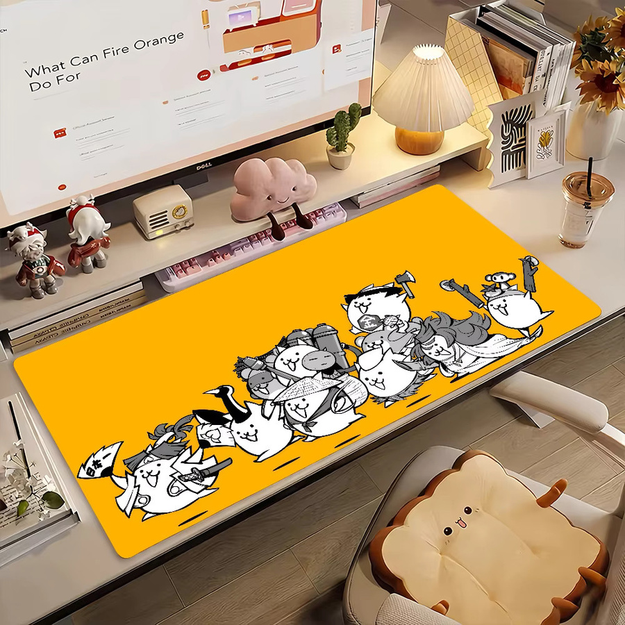 B-BattleS C-Cats Mauspad in Gelb, rutschfeste XXL Schreibtischunterlage aus Gummi für Gaming und Büro - Bild 2
