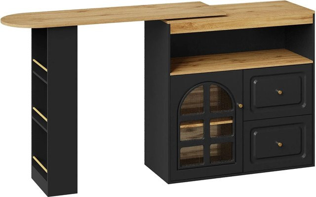 okwish Sideboard mit Drehfunktion in Schwarz für dein Esszimmer oder Wohnzimmer, B/T/H: 138-204 x 39 x 104 cm - Bild 1