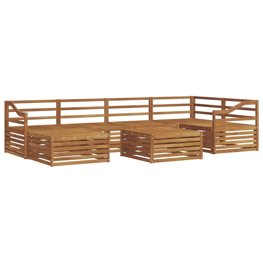 vidaXL 7-teilige Outdoor-Sofagarnitur aus Akazienholz in Braun mit L-Form und Tisch - Bild 2