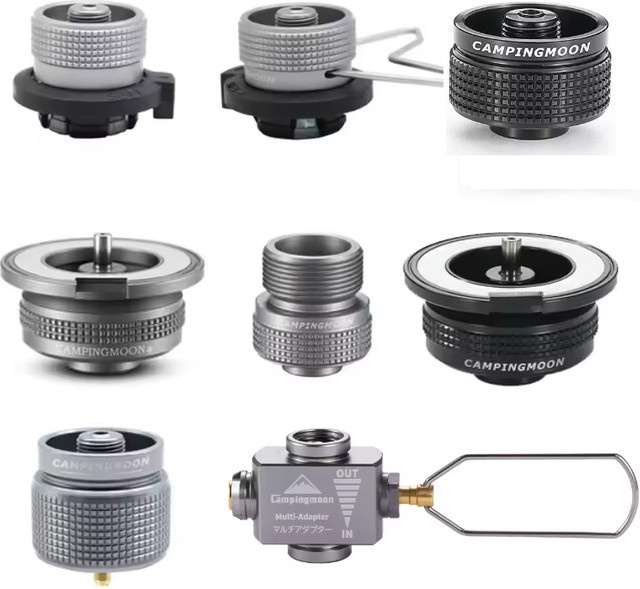 Campingmoon Gasherd Adapter Konverter für Kartuschen und Gastank in Silber - Bild 1