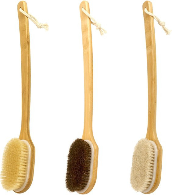 ZaMoSmile Duschbürste, beige, Körperpeeling mit langem Griff - Bild 1