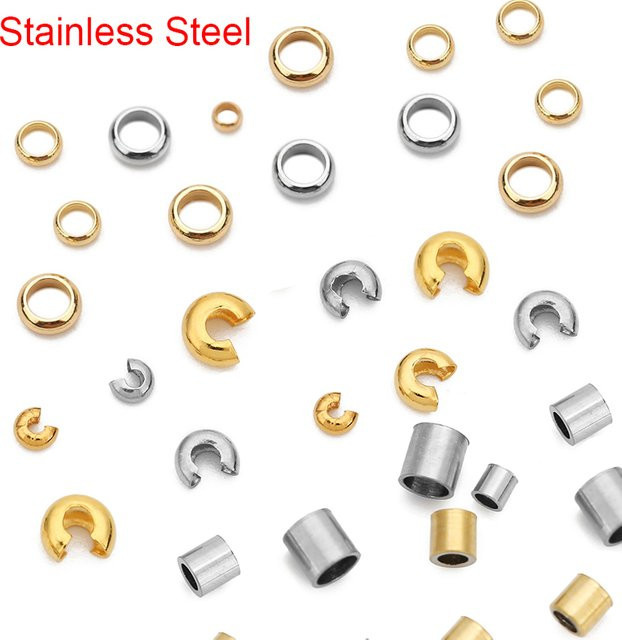 ZCMISE End-Quetschperlen-Abdeckungen Edelstahl, goldene Farbe, 2 3 4 5 mm - Bild 1