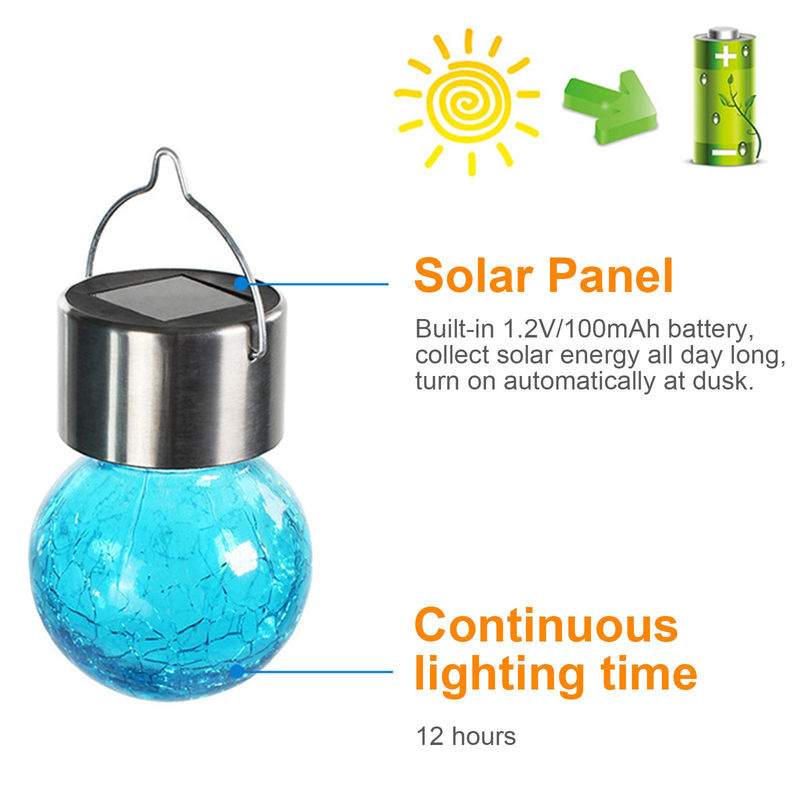 TOMTOP JMS Solar LED Globus-Lichter aus Craquelé-Glas für den Außenbereich und Garten in Blau und Multicolour - Bild 3