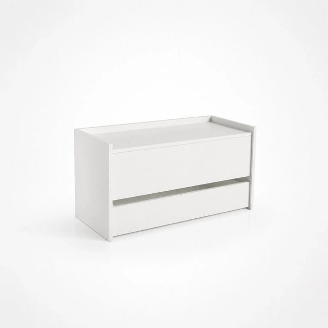 The White Stone Sitzbank Weiß mit Stauraum, Schublade und Innenfach, B/T/H: 90 x 40 x 46 cm - Bild 1