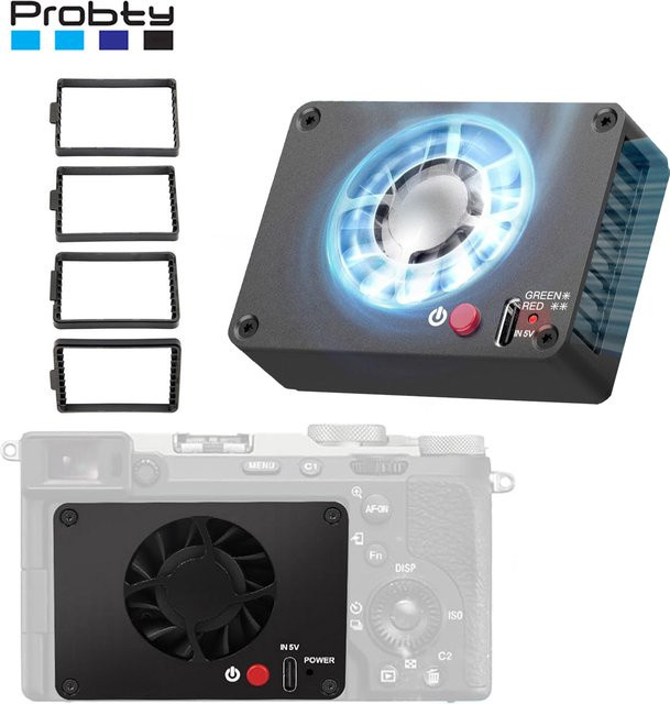 Probty Kamera-Kühlventilator mit Halbleiter-Kühlsystem in Schwarz für Sony A7M4, ZV-E1, A6700, A7C2, ZV-E10, ZV1, A7C, FX3 sowie Canon 70D, EOS R6, R7 und Fujifilm X-T4, XS10 - Bild 1
