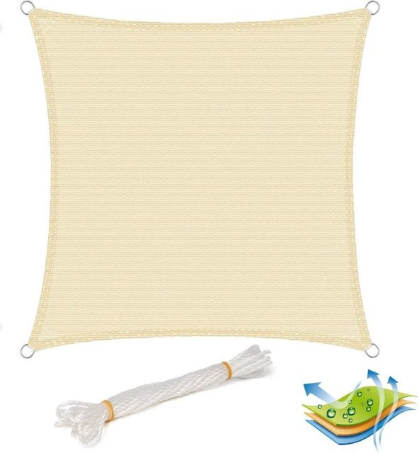 WOLTU Sonnensegel aus HDPE als Sonnenschutz und Windschutz in Creme, B/B: 5 x 5 m - Bild 1