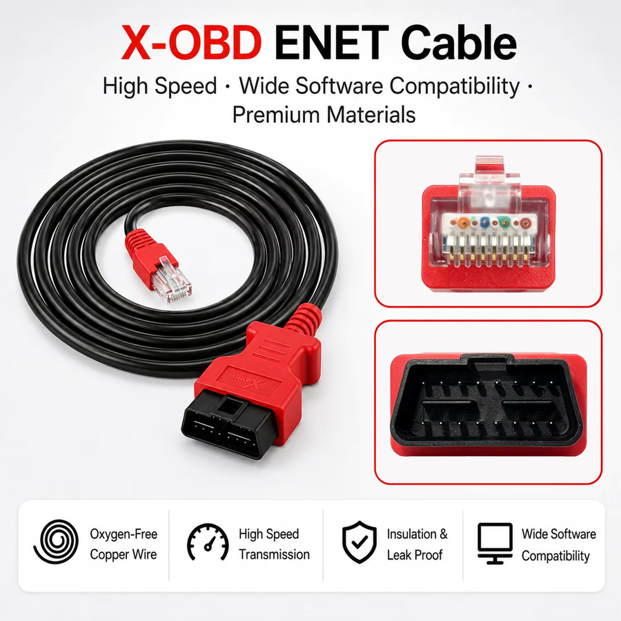 X-OBD ENET-Kabel für BMW F/G Serie Codierung, Ethernet zu OBD2 Diagnose-Schnittstelle, Schwarz, Länge: 2 m - Bild 5
