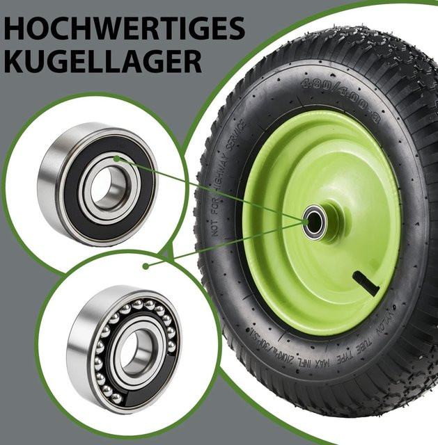 TRUTZHOLM Schubkarrenrad Luftrad mit Achse in Grün - Bild 1