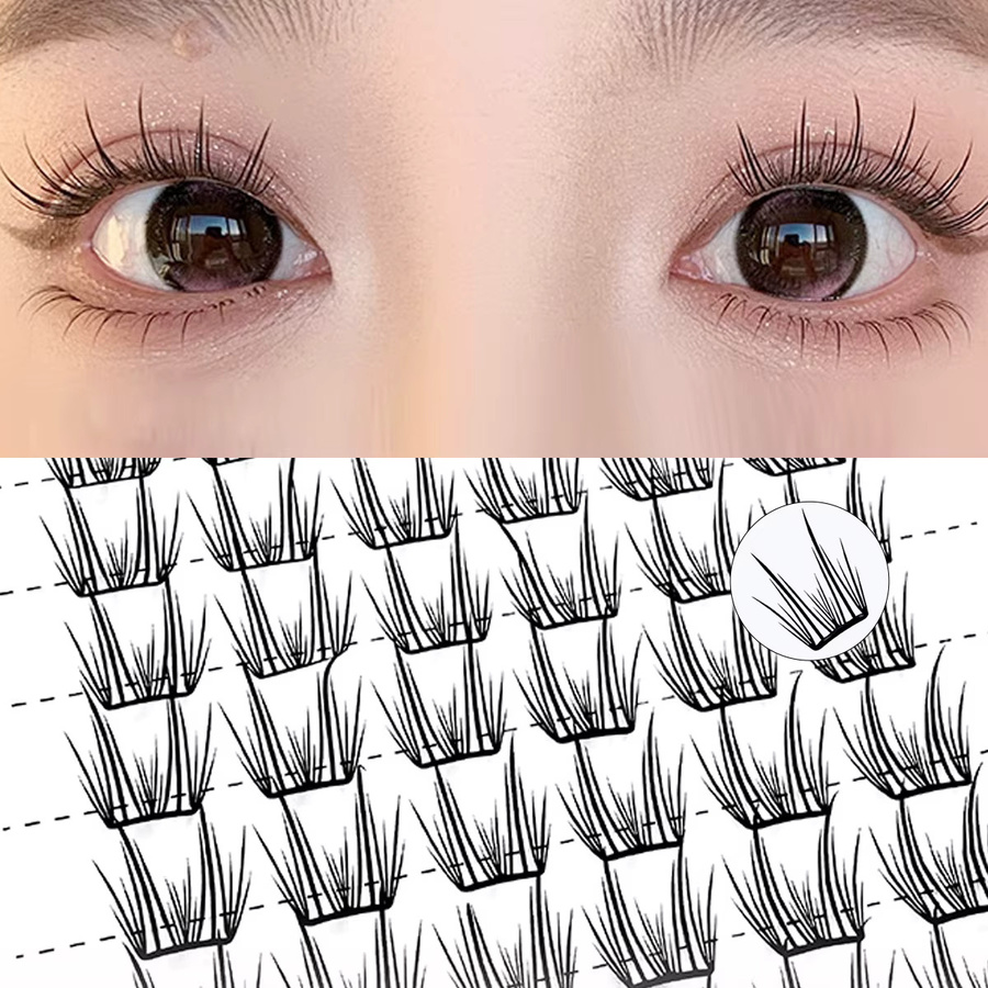 60Clusters Ultradünne Wimpernstreifen, natürliche Cluster-Wimpern, Unisex - Bild 2