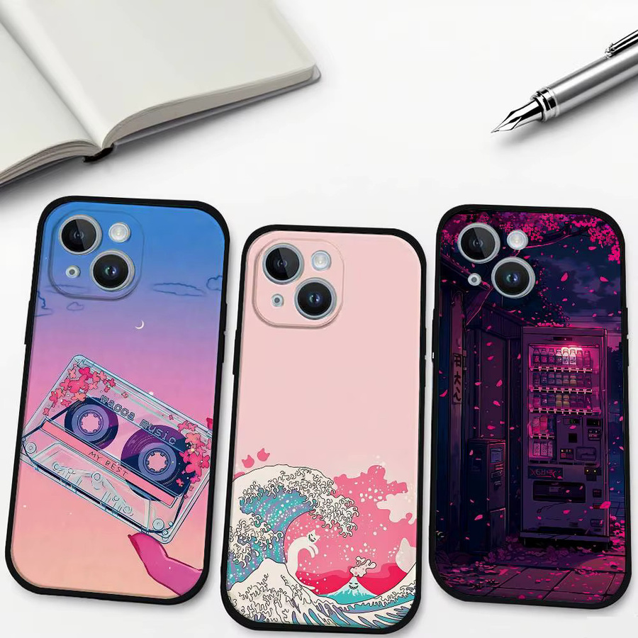Vaporwave Art Handyhülle aus weichem TPU für Apple iPhone 11 bis iPhone 17 Pro Max Plus und Mini, Multicolor - Bild 2