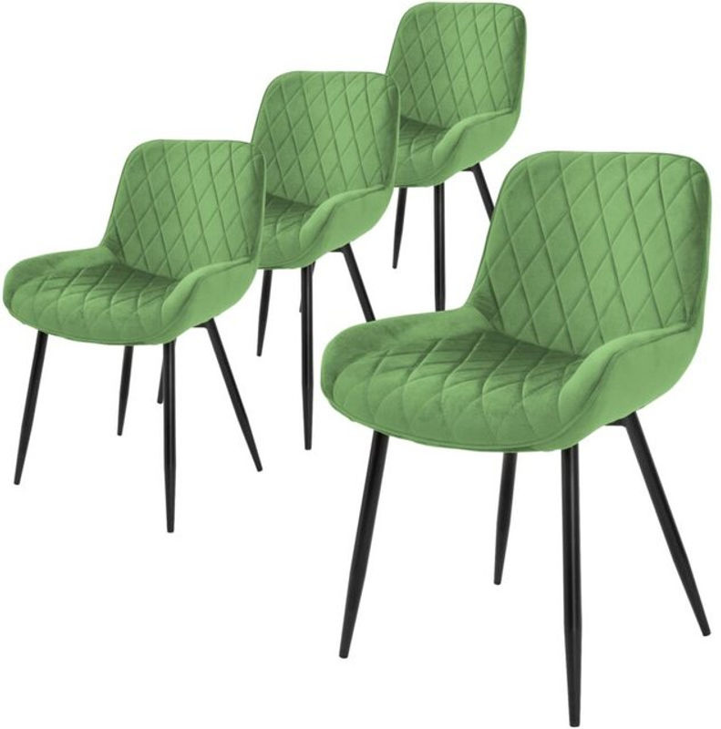 4er Set Esszimmerstühle ML-Design aus Samt in Salbei mit Armlehnen und Metallbeinen - Bild 2