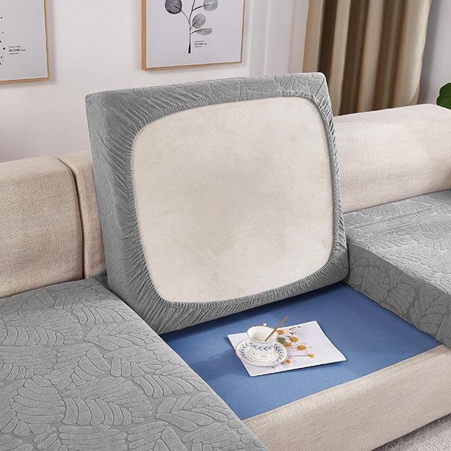 BRHUIXUE Jacquard Sofa Sitzkissen Abdeckung, elastische Schutzhülle für Sessel und Ecksofas, hellgrau - Bild 1