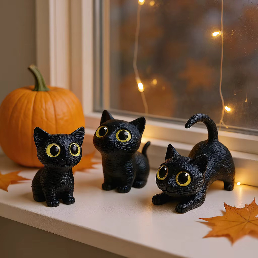 5er-Set Syxing Katzen-Dekofiguren in Weiß, 3D-gedruckte Mini-Katzen-Statuen aus Kunststoff für Desktop und Wohnzimmer - Bild 4