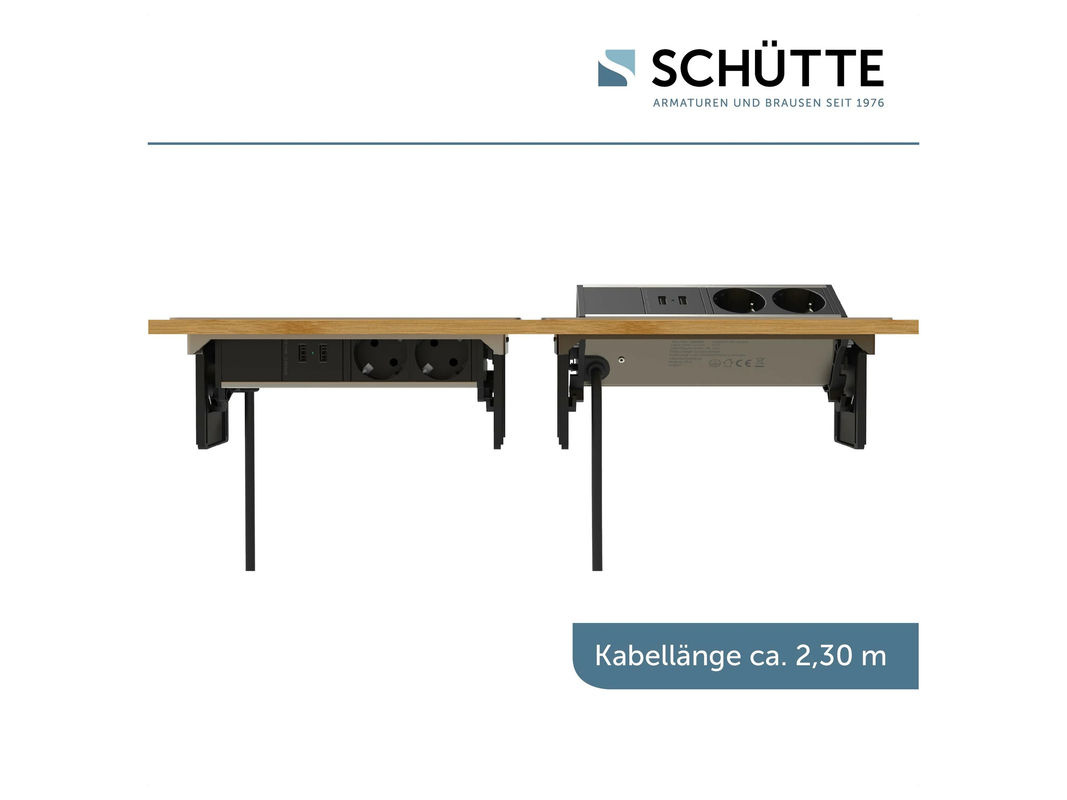 SCHÜTTE Steckdose 03074 E2 Einbau-Steckdose in Schwarz, B/H/T: 28 x 11 x 13 cm - Bild 4