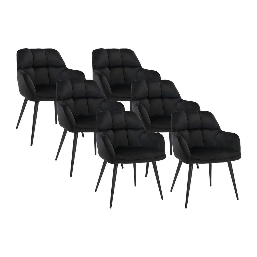 Vente-unique Stuhl Pega in Schwarz mit Samtbezug und Metallgestell, Breite: 58,5 cm - Bild 2