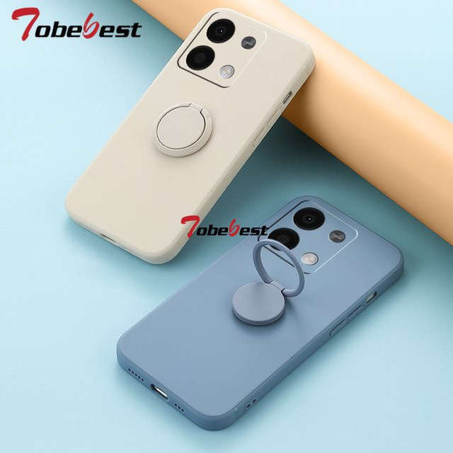 Silikon-Handyhülle mit 360-Grad-Fingerring für Xiaomi Redmi Note 13, 13R und Redmi Note 12 Pro Plus 4G/5G in Schwarz und Beige - Bild 1