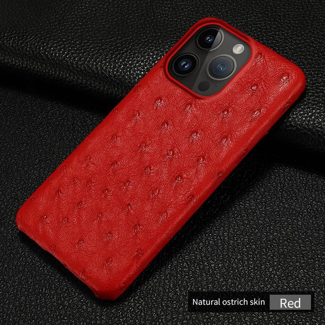 Luxus Straußenleder Handyhülle für Apple iPhone in Rot - Bild 1