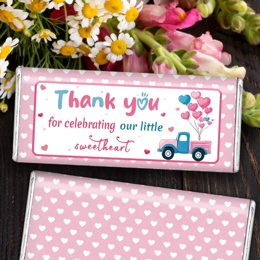 10 Stück herzförmige Aufkleber in Rosa für Süßigkeiten und Schokolade aus Papier zur Dekoration von Geschenken bei Hochzeiten oder zum Valentinstag - Bild 3