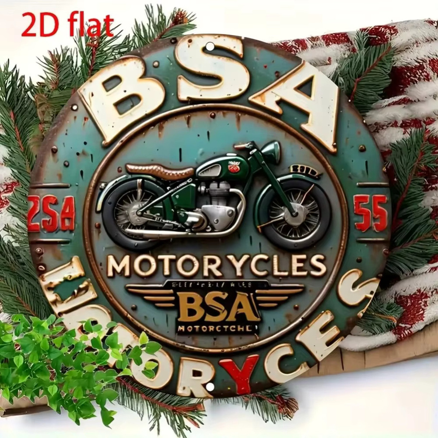 Vintage BSA Motorräder Metallschild Potdemiel – runde Wanddekoration in Multicolour mit klassischem Design - Bild 3