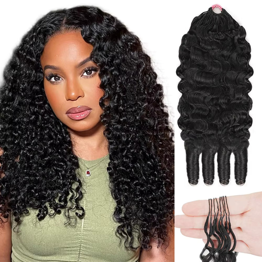 Abijale Curly Miracle Knots Häkelhaare, 100% Echthaar, Boho Braids - Bild 3