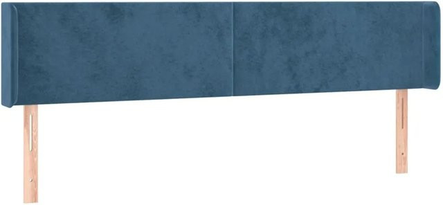 vidaXL LED Kopfteil aus Samt in Dunkelblau mit USB-Ladeport, B: 163 cm, T: 16 cm, H: 78-88 cm - Bild 1