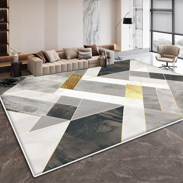 Karpetti Wohnzimmerteppich mit modernem geometrischem Design, grau, rutschfest und waschbar, B/T: 250 x 200 cm - Bild 1
