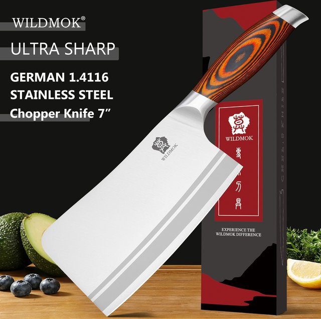 WILDMOK Knochenhackmesser aus Edelstahl in Silber, 7 Zoll Mehrzweckmesser für Küche und Fleischverarbeitung - Bild 1