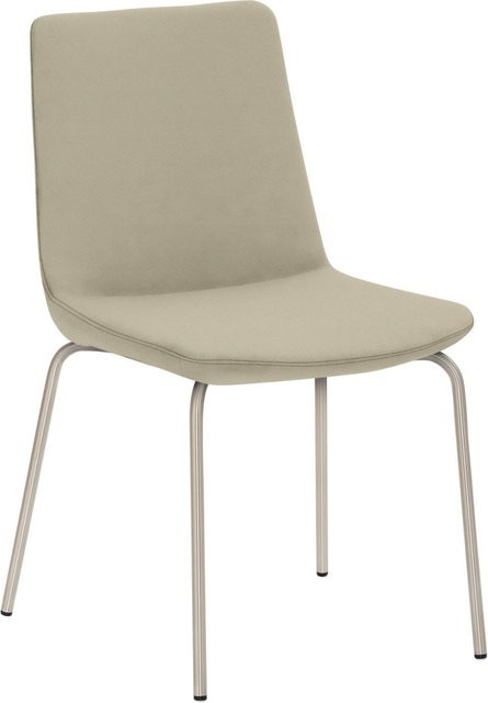 Mayer Sitzmöbel Stuhl Vierfuß in Lederoptik aus Mikrofaser, Farbe Taupe/Beige mit Edelstahlgestell, B/T/H: 48 x 54 x 87 cm - Bild 1