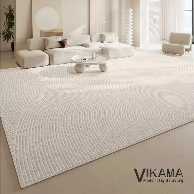VIKAMA Teppich in Beige für Wohnzimmer und Schlafzimmer, minimalistisches Wabi-Sabi Design, schmutzabweisend - Bild 1