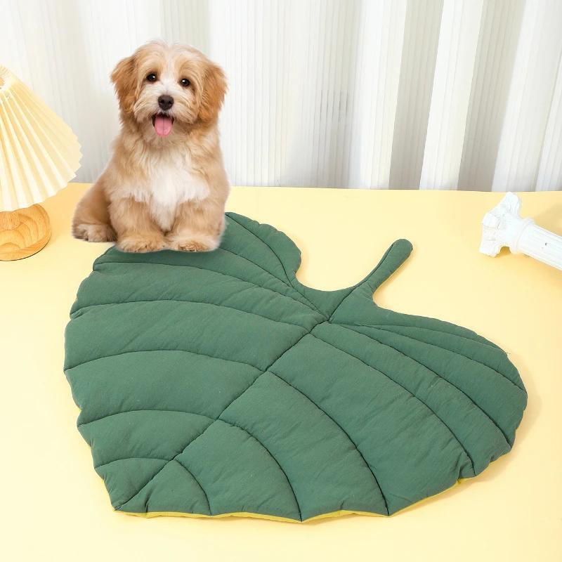 Waschbare Katzenbettmatte in Blattform aus 100% Baumwolle, rutschfeste Haustierdecke für Hunde und Katzen von Household supplies MH - Bild 3