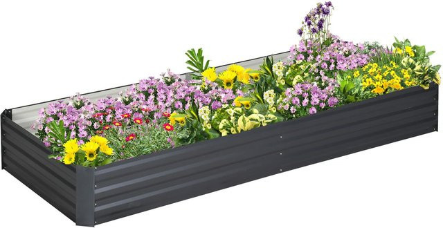 Outsunny Hochbeet aus verzinktem Stahl in Grau, B: 241 cm, T: 90,5 cm, H: 30 cm - Bild 1