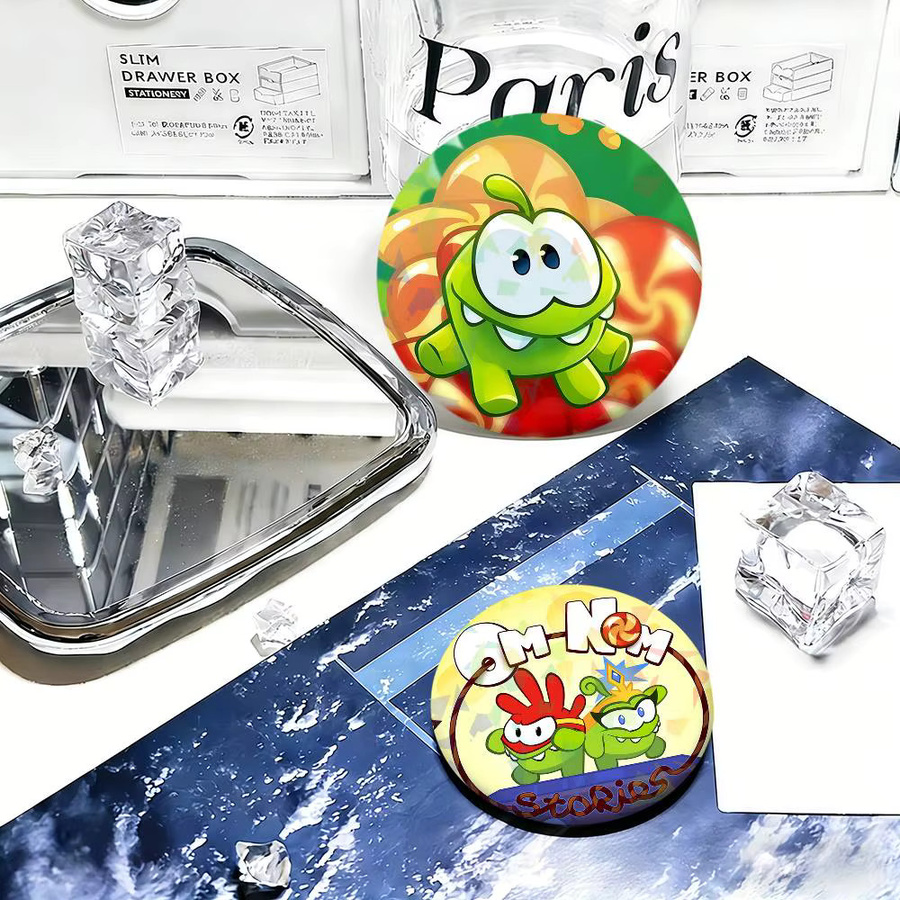 Lustiger Frosch-Cartoon Anstecker als runde Reversnadel und Brosche aus Metall - Bild 2