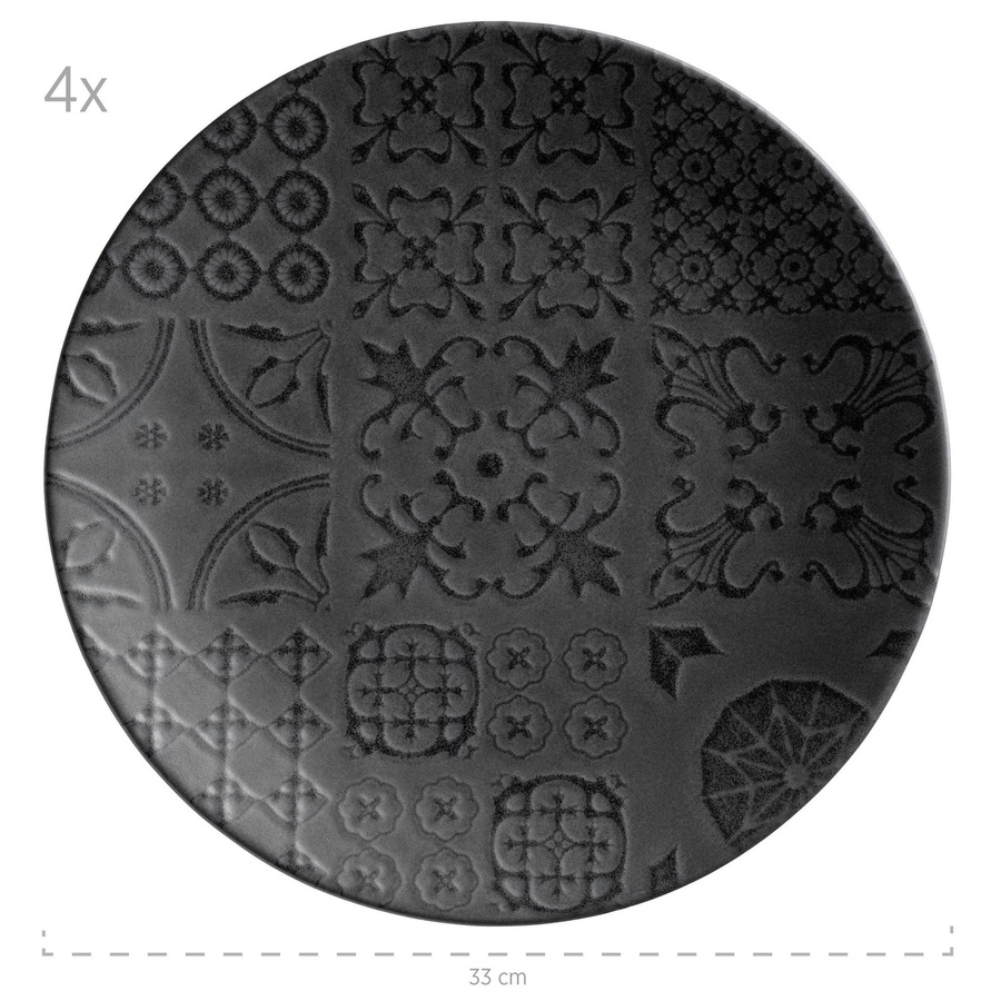Mäser Platzteller-Set Trad. Tiles aus Steinzeug in Schwarz - Bild 2
